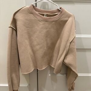 Beige Cropped Sweatshirt